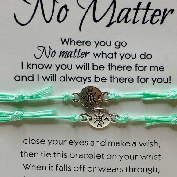 Matching Best friend bracelets No Matter compass| distance friendship couple - Picture 3 of 3